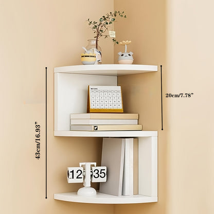 Wall-Mounted Alternating Corner Shelf in White Five-Tier or White and Black Three-Tier Options