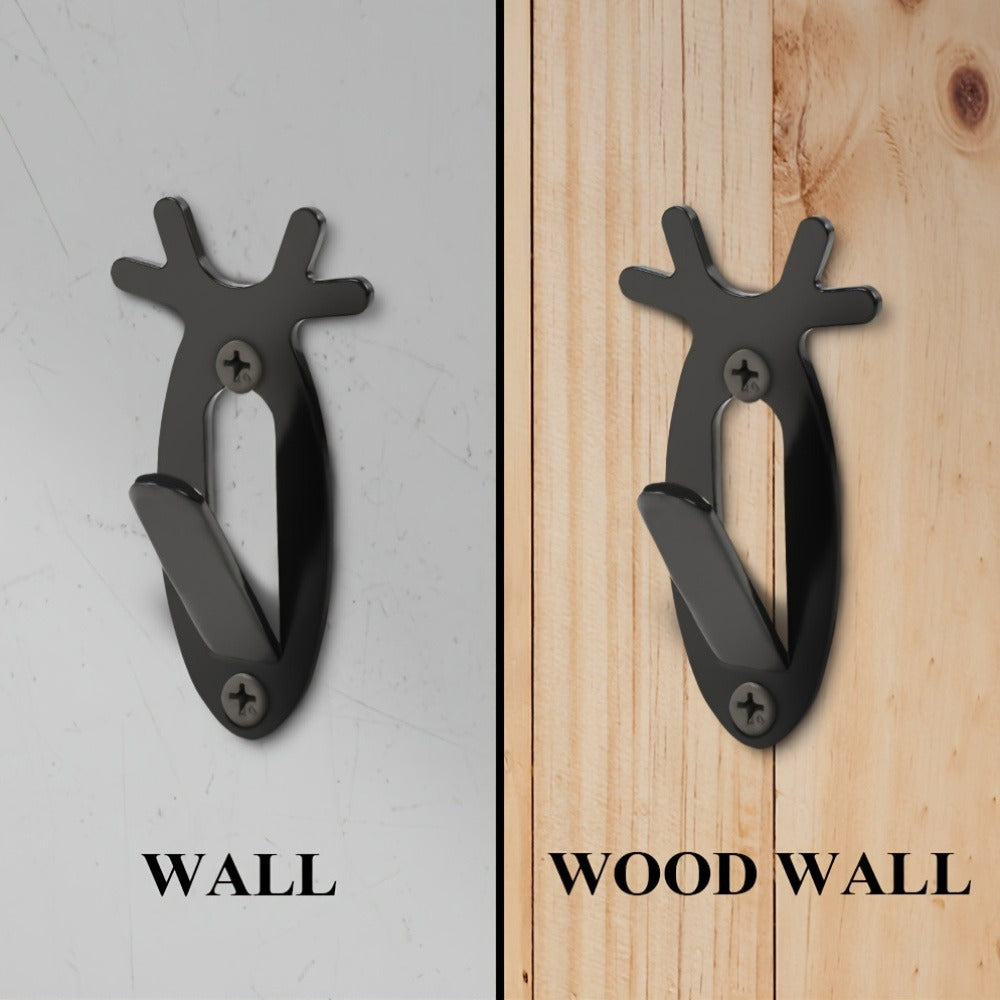 Five-Piece Deer-Head Wall Hook Set with Antler-Inspired Shape for Entryway or Bedroom Storage