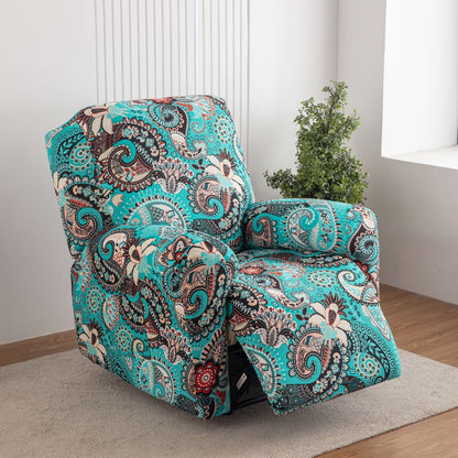 Chair Cover Four-Piece Printed Recliner Slipcover with Side Pockets in Ten Available Pattern Choices