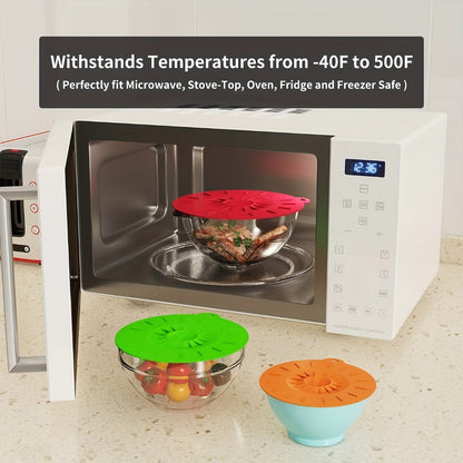 Seven-Piece Reusable Silicone Stretch Lid Set in Five Sizes for Bowls, Cups, Pots and Food Containers