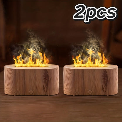 Humidifier Mini Flame-Effect USB Diffuser with Three Mist Levels and One, Two or Three-Piece Sets