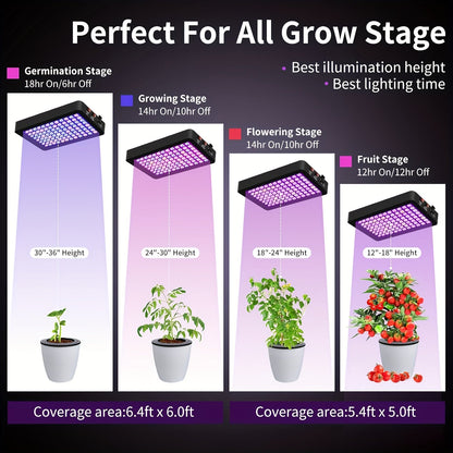 LED Grow Light 1000W Full Spectrum – Dual-Switch Plant Light for Veg & Bloom, Hydroponic Hanging Grow Lamp for Indoor Greenhouse, Vegetables, Flowers & Seedlings, Plug & Play