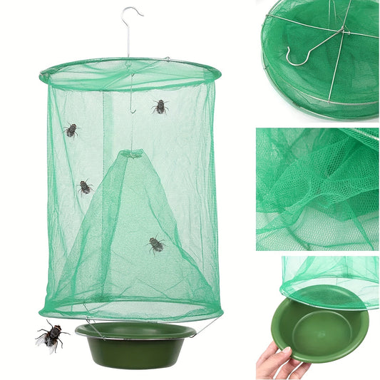 Fly Trap Outdoor Hanging Reusable – Ranch Stable Fly Catcher Cage for Farm Yard Garden, Non-Toxic Fly Killer 2 & 4 Pack
