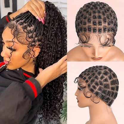 Pre-Sectioned Crochet Wig Cap with 45 to 122 Braided Sections in Natural Black or 613 Color Options