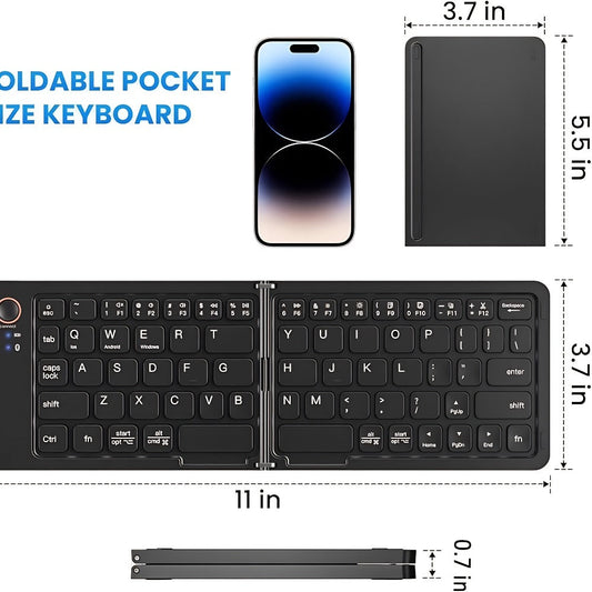 7.3mm Ultra-Slim Magnetic Wireless Keyboard Rechargeable Foldable Compact Bluetooth Keyboard with Media Hotkeys for Computer Desktop PC Laptop Smart TV iOS Android Windows