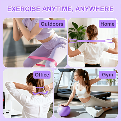 Pink or Purple 16-Piece Pilates Fitness Kit with Ring, Ball, Five Bands, Socks, Straps and Storage Bag