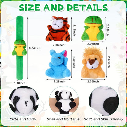 Plush Animal Slap Bracelet Assortments in 6-, 10-, 15- or 30-Piece Checkout Packs for Party Favors