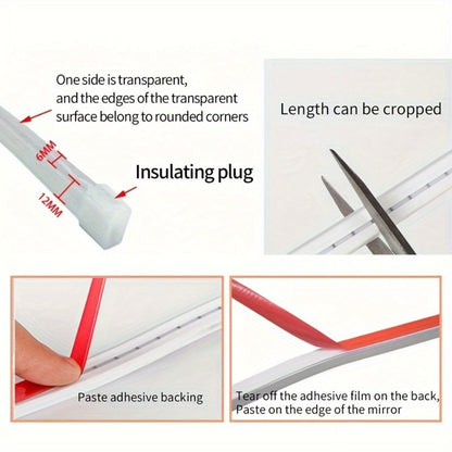 USB Mirror LED Light Strip with Touch Dimmer, White or Warm Light in 118.11-Inch Single or 196.85-Inch Two-Piece Options