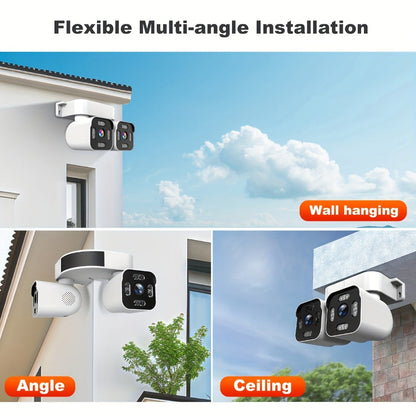 10x Zoom Dual Lens PTZ Outdoor Security Camera 5MP, 360° Pan Tilt, Siren Alarm, Two-Way Audio, Color Night Vision, 24H Wired Power, WiFi App Control – Home & Business Surveillance