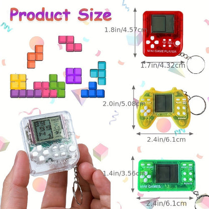 18-Piece Mini Game Keychain Set with Controller and Handheld Shapes in Six Pictured Case Colors