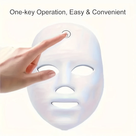 Silicone LED Face Mask Rechargeable 7-Color Light Therapy Skin Care Device - Anti-Aging Brightening Acne Treatment Firming Photon Therapy Mask - Holiday Gift for Girlfriends Best Friends Mothers