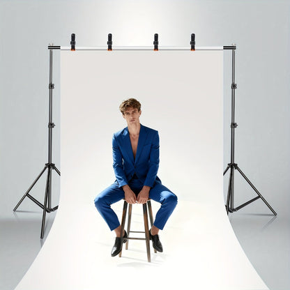 Adjustable Photography Backdrop Stand Kit in 10 x 7-Foot Size with Two Tripods, Four Crossbars, Four Clamps and Carry Bag