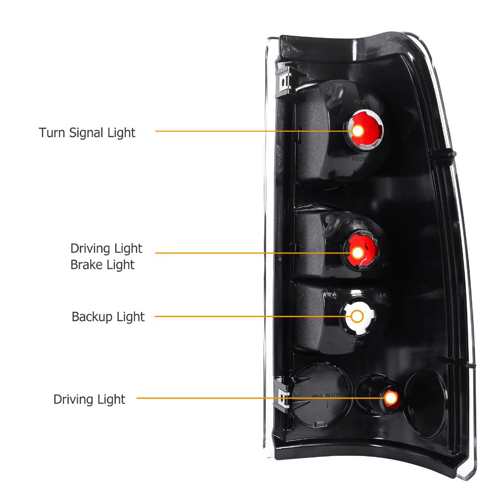 Tail Lights for Chevy Silverado 1500 2500 3500 1999-2006 & GMC Sierra 1999-2003 – Direct Replacement Pair | Black Housing | Smoked Gray / Red / Smoked Lens Options