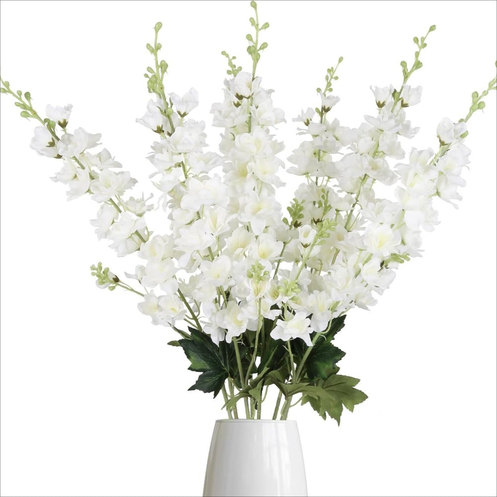 Artificial Flowers Eight-Piece Delphinium Larkspur Set with 33.5-Inch Silk Stems in 11 Colors