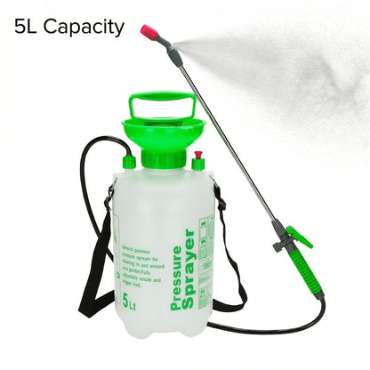 5-Liter Manual Pressure Garden Sprayer with Shoulder Strap, Pump Handle and Adjustable Mist-to-Stream Nozzle