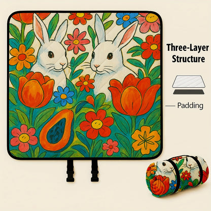 Large Padded Picnic Blanket with Roll-Up Carry Straps and Five Evidence-Bound Pattern Options