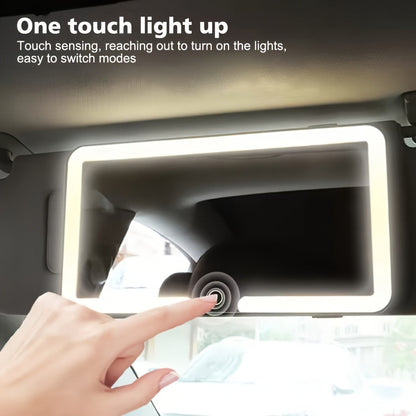 Car Visor Makeup Mirror LED Lighted USB Powered - Sun Visor Vanity Mirror with 3 Light Modes, Universal Fit for Cars Trucks SUVs, Road Trip Essential Car Accessory Gift for Women Female Drivers
