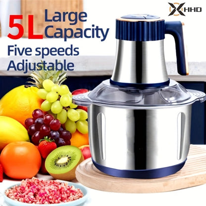 Electric Food Chopper with Top-Motor Design and 2L, 3L or 5L Bowls in Blue or Green Options