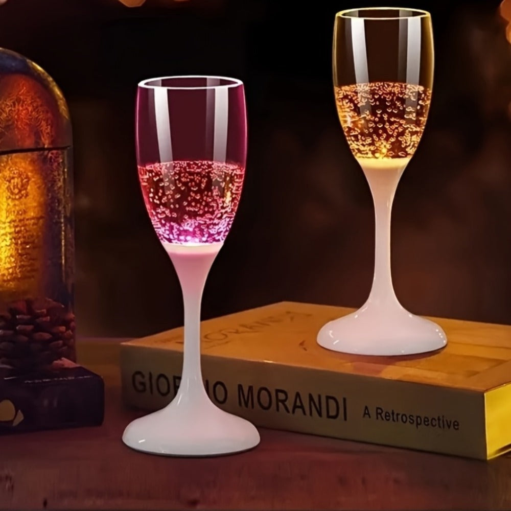 Six-Piece LED Light-Up Drinkware Set with Two Style Options: Champagne Flutes or Cocktail Glasses