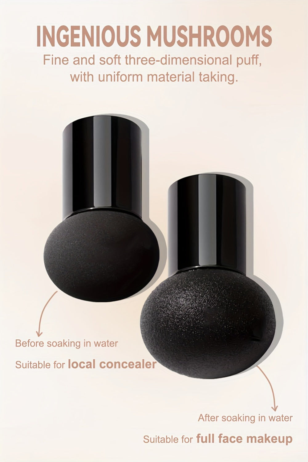 Floral Compact Air Cushion Foundation with Mushroom Puff Applicator and Ivory, Natural or Dark Shades