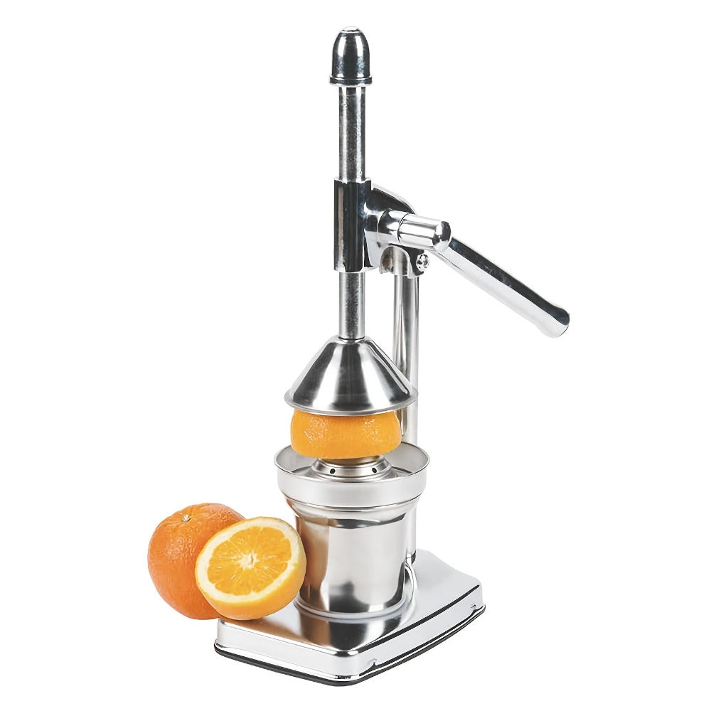 Manual Citrus Juicer Stainless Steel Lemon Squeezer with Lever Press, Heavy Duty Hand Press Orange Juicer Extractor with Non-Slip Base & Fine Strainer for Fresh Juice Kitchen Countertop