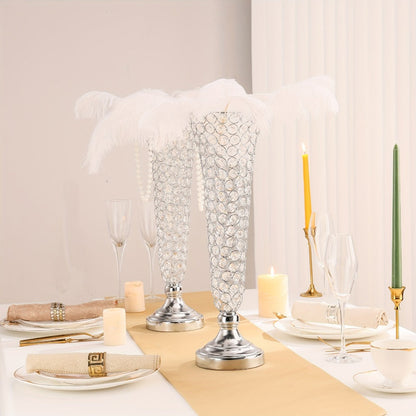 Crystal-Style Trumpet Decorative Vase Set in Gold or Silver and Two- or Ten-Piece Options for Home and Everyday Use