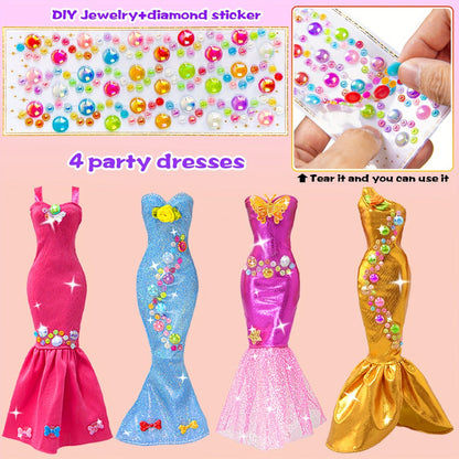 139-Piece Rose Doll Wardrobe and Accessory Case for 11.5-Inch Dolls with Dresses, Shoes and Stickers