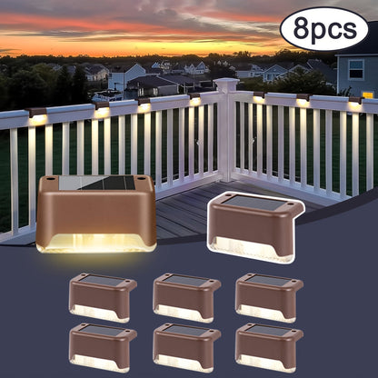 Solar Deck and Step Lights, 8- to 32-Piece Packs in Black, White or Brown with Integrated Panels