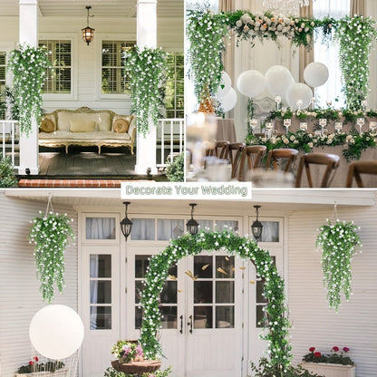 Artificial Hanging Plants UV Resistant Faux Flowers Vine Fake Ferns - 10 Bunches Indoor Outdoor Wedding Patio Balcony Home Decor
