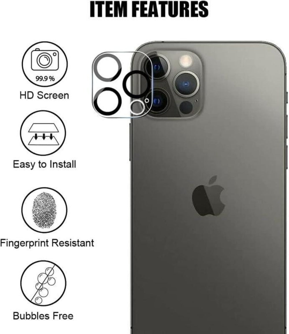 Screen Protector, 8-Piece Clear Tempered Glass Set with Four Screen Films and Four Camera Lens Covers for Selected iPhone Models