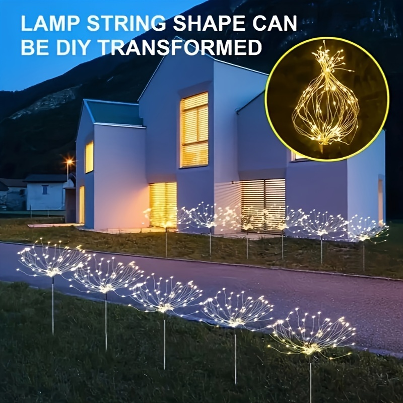 Solar Garden Lights Dandelion Firework Stakes with Remote, 540/1080 LEDs, 8 Modes and 6/12 Packs
