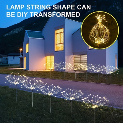 Solar Garden Lights Dandelion Firework Stakes with Remote, 540/1080 LEDs, 8 Modes and 6/12 Packs