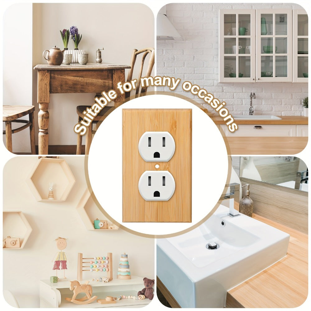 Ten-Piece Wood Light Switch Plate Set with Double Openings and 4.5 x 2.76-Inch Size for Home Decor