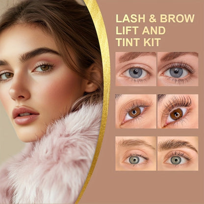 Lash Lift Kit & Brow Lamination Tint Set — 2-in-1 Eyelash Perm & Eyebrow Lamination with Black Brown Tint Dye, 4-6 Week Long-Lasting Results, DIY Home or Salon Use, Complete Beauty Kit for Women