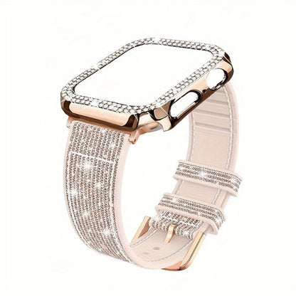 Rhinestone Mesh Watch Band and Matching Case Set for Apple Watch in 19 Color-and-Size Options