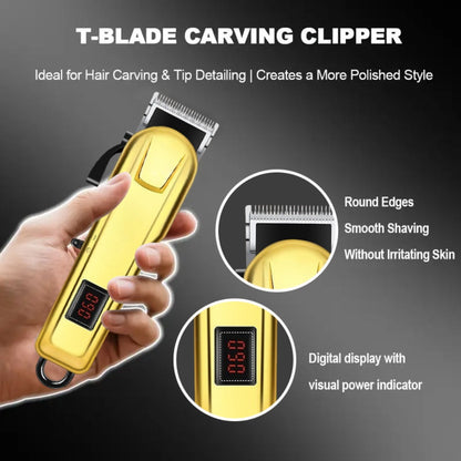 Adjustable Alloy Blade Hair Clipper Set for Men — USB Rechargeable Cordless Trimmer for Home, Salon & Travel, Gift Box Edition for Husband Boyfriend Father, Rose Red Golden Classic Styles