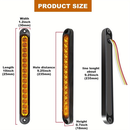 LED Trailer Marker Lights 4-Pack – 15 LED Stop Turn Signal Tail Light Bar for Truck, Semi, Boat Trailer & RV | Amber, Red, White