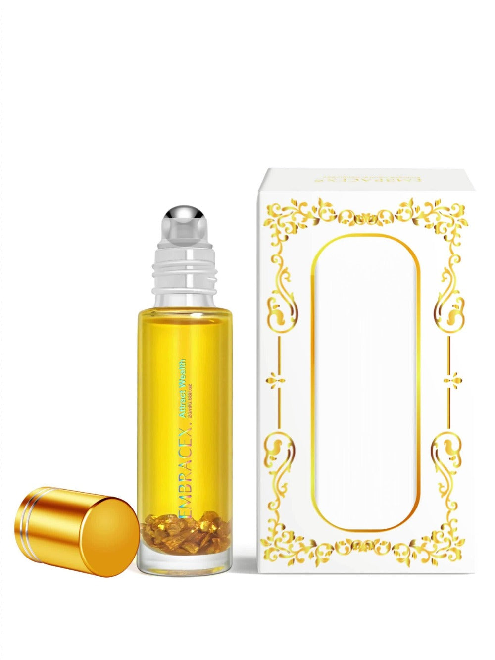 Golden Aromatic Fragrance Oil in 0.68 fl oz Roll-On Bottle with Gold Cap and Silver Applicator