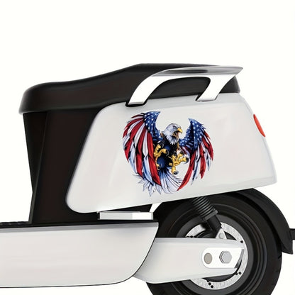 American Flag Eagle Vinyl Decal Stickers - 4-Pack Glossy Patriotic Eagle Stickers, Self-Adhesive Irregular Shape for Car Window, Truck Bumper, Wood, Glass, Metal & Ceramic Surfaces