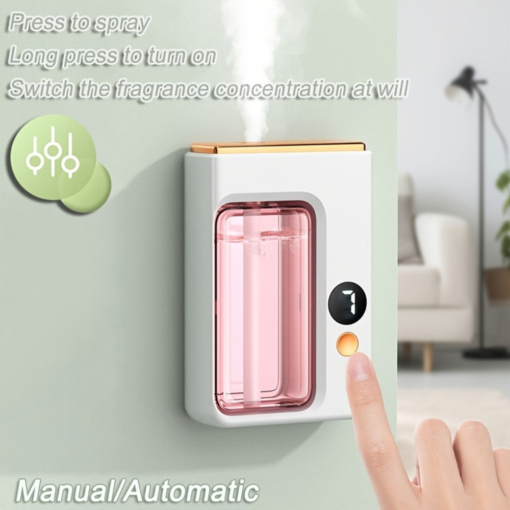 Essential Oil Aromatherapy Diffuser Set – Mini Humidifier with 7 Spray Levels, 1/4/8 Hour Timer, 5.07oz Capacity, Room Decor Scent Diffuser with Hilton, Gardenia, Ocean & Shangri-La Oils