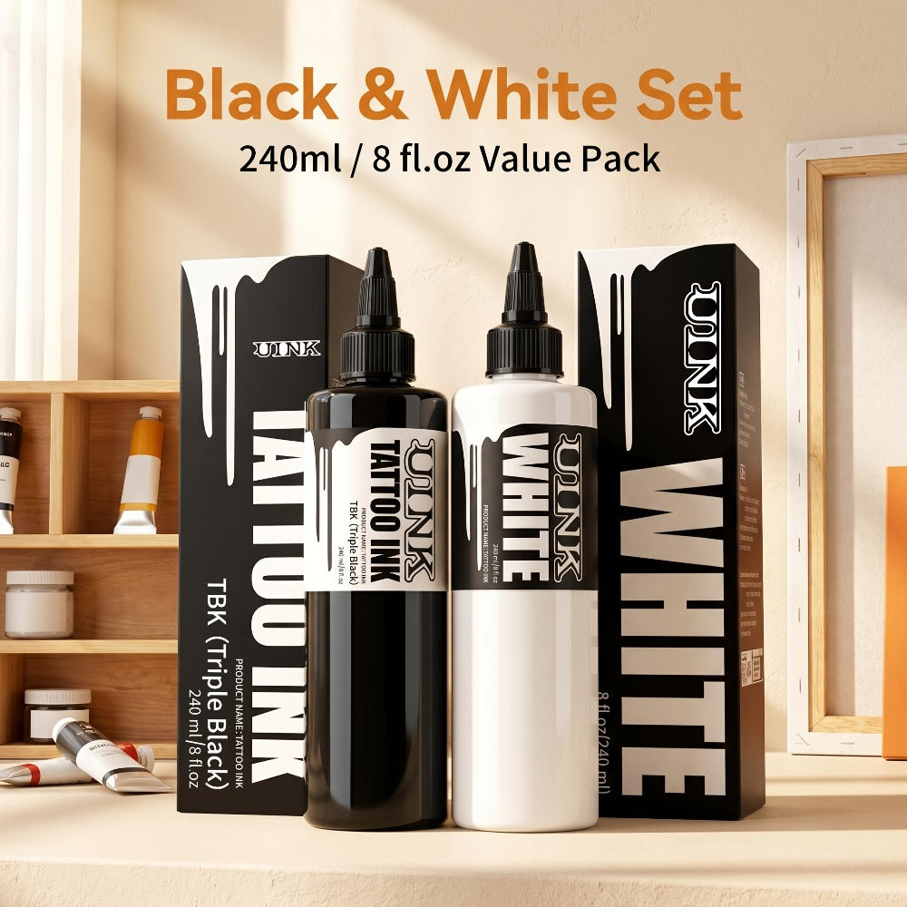 Tattoo Ink UINK 8.12oz 240ml Black, White or White Plus Triple Black Bottle Options with Item-Specific Color, Capacity and Bottle Choices