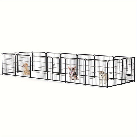 Pet Playpen Exercise Pen for Dogs 8 or 16 Panel Modular Indoor Outdoor Dog Fence - 24 32 40 Inch Height Options for Small Medium Large Dogs & Puppies Sturdy Portable Enclosure