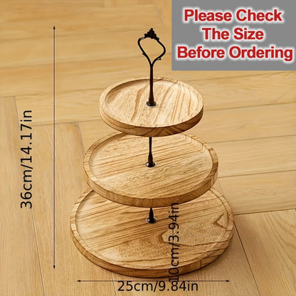 Three-Tier Wooden Cupcake Stand in Light Brown, Dark Brown or White for Dessert and Party Displays