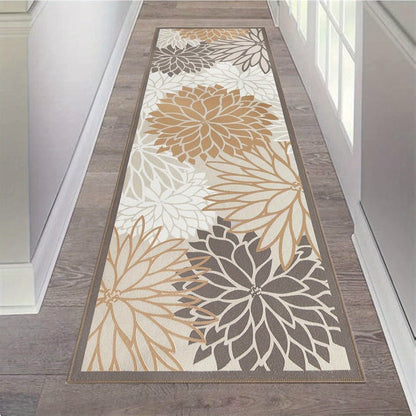 Floral Medallion Hallway Runner in Brown or Grey with 2 × 6, 2 × 8 and 2 × 10 ft Options for Home Decor