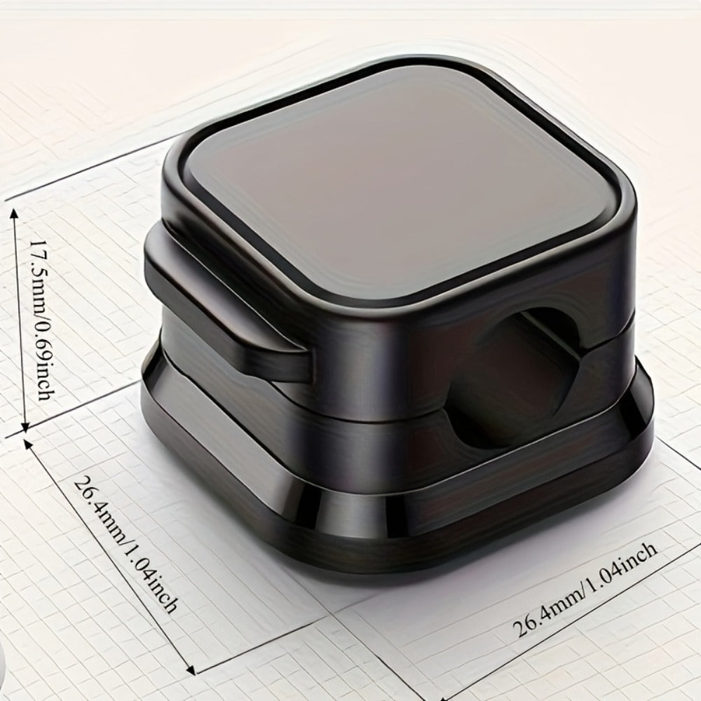 Magnetic Cable Organizer Clips, 16-Piece Black Square Set for Desk-Edge Cord Routing Pictured