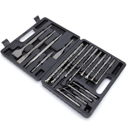 17PCS SDS Plus Hammer Drill Bits and Chisel Set Carbide-Tipped Masonry Drill Bits for Concrete Stone Brick with Portable Storage Case Professional Rotary Hammer Bit Kit