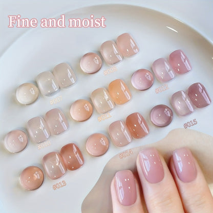 Gel Nail Polish Set with XEIJAYI Label, 8 Summer Ice Jelly Colors in Sheer Photo Frame Bottles
