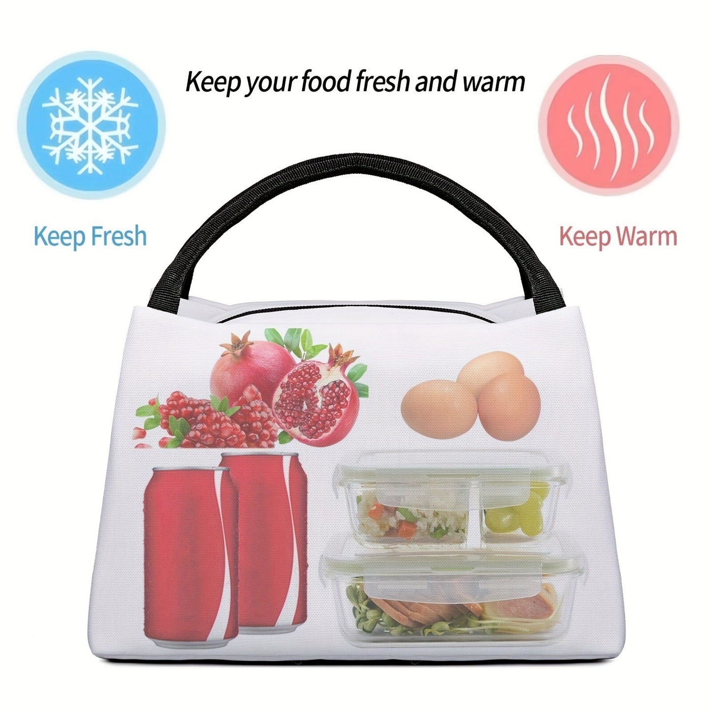 Gray Shark-Pattern Lunch Bag with Twin Handles, Zip Top and Structured Rectangular Carrying Shape