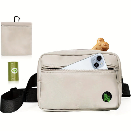 Dog Treat Pouch for Training - Waist Belt Bag with Poop Bag Dispenser, Detachable Treat Bag & Carabiner - Dog Walking Bag for Puppy Training Rewards, Fits Phone, Keys & Water Bottle