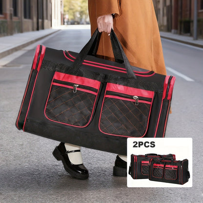 Gym Duffel Bag Large Capacity Travel Bag for Men Women Heavy Duty Polyester Multi Pocket Adjustable Shoulder Strap Zipper Closure for Fitness Workout Weekend Trips Business Travel Outdoor Black Blue Red